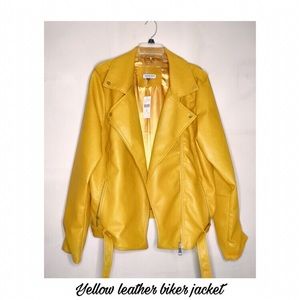 Yellow Leather Biker jacket